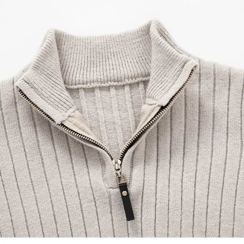 Men's Slim Fit Ribbed Quarter Zip Sweater with Stretch Knit Mock Neck