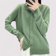 Women's Soft Fine Knit Cardigan, Button Front Crewneck Everyday Sweater
