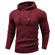 Men's Textured Knit Pullover Hoodie, Drawcord Neck Casual Sweatshirt