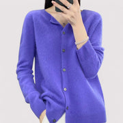 Women's Soft Fine Knit Cardigan, Button Front Crewneck Everyday Sweater