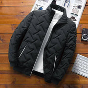 Men's Quilted Padded Bomber Jacket, Insulated Stand Collar Winter Coat