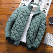 Men's Quilted Padded Bomber Jacket, Insulated Stand Collar Winter Coat