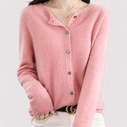Women's Soft Fine Knit Cardigan, Button Front Crewneck Everyday Sweater