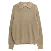Men's Waffle Knit Quarter Zip Sweater, Oversized Collared Winter Pullover