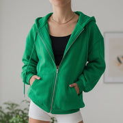 Women's Cotton Fleece Zip Up Hoodie, Oversized Casual Sweatshirt