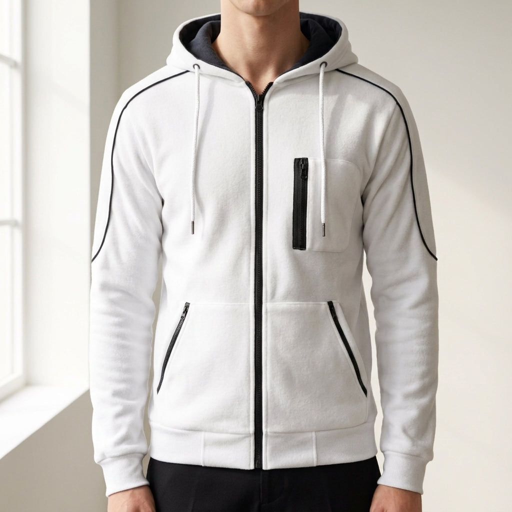 Men's Brushed Fleece Zip Up Hoodie, Casual Winter Sweatshirt — view 1