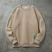 Men's Textured Knit Sweatshirt, Cotton Blend Crewneck Casual Pullover