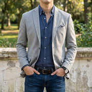 Men's Slim Fit Wool Blend Blazer with Notch Lapels and Single Breasted Front