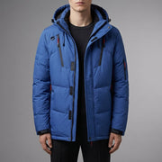 Men's Insulated Hooded Parka Winter Jacket with Zip Pockets