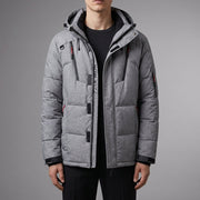 Men's Insulated Hooded Parka Winter Jacket with Zip Pockets