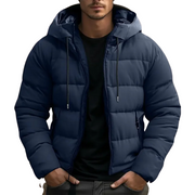 Men's Padded Cotton Puffer Jacket, Quilted Hooded Winter Coat