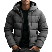 Men's Padded Cotton Puffer Jacket, Quilted Hooded Winter Coat