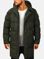 Men's Insulated Longline Puffer Parka, Quilted Hooded Winter Coat
