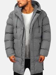 Men's Insulated Longline Puffer Parka, Quilted Hooded Winter Coat