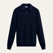 Men's Ribbed Knit Quarter Zip Sweater, Cotton Blend Collared Pullover