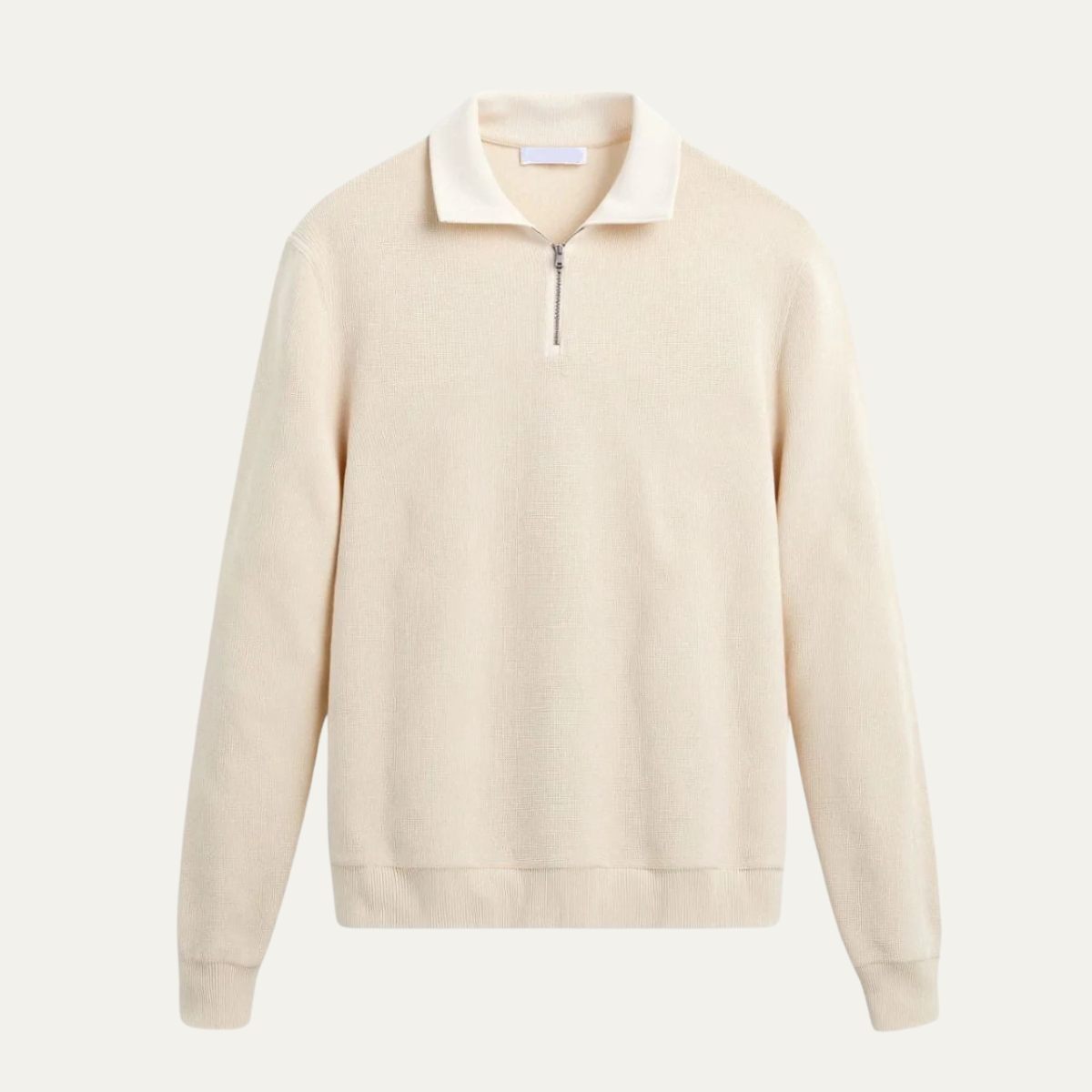 Men's Ribbed Knit Quarter Zip Sweater, Cotton Blend Collared Pullover — view 1