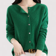 Women's Soft Fine Knit Cardigan, Button Front Crewneck Everyday Sweater