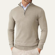 Men's Fine Knit Quarter Zip Sweater, Slim Fit Mock Neck Winter Pullover