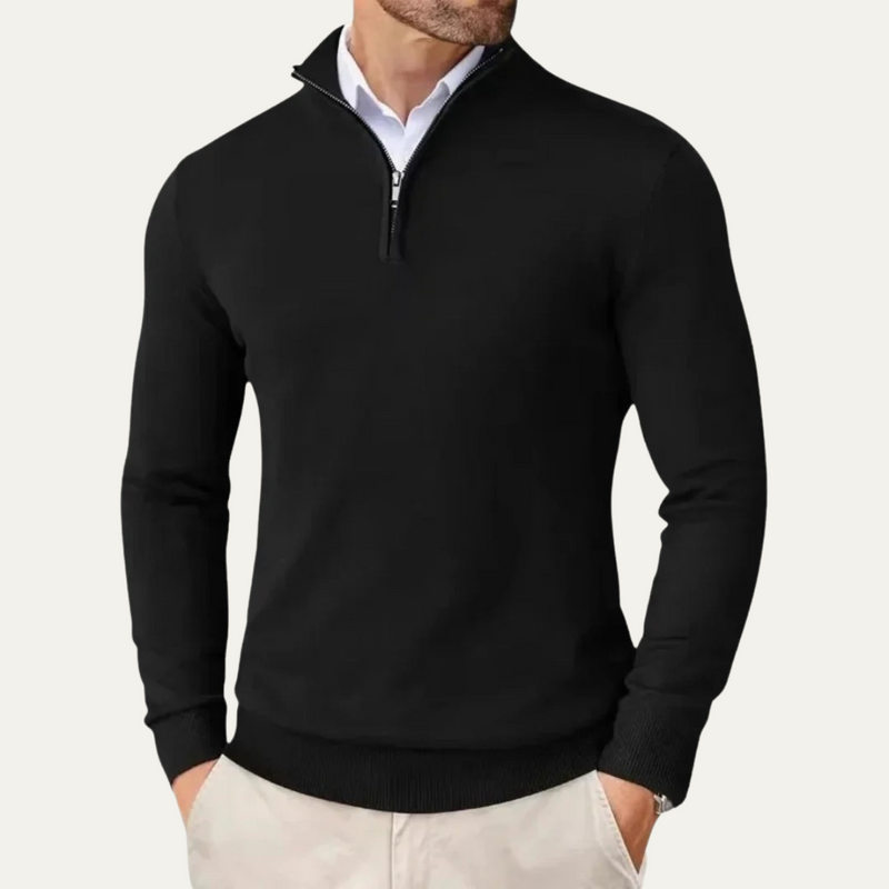 Men's Slim Fit Fine Knit Quarter Zip Sweater with Mock Neck
