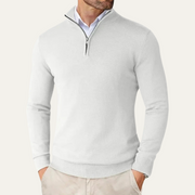 Men's Fine Knit Quarter Zip Sweater, Slim Fit Mock Neck Winter Pullover