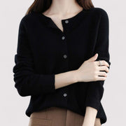 Women's Soft Fine Knit Cardigan, Button Front Crewneck Everyday Sweater