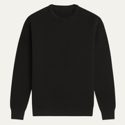 Men's Ribbed Knit Sweater, Cotton Blend Drop Shoulder Crewneck Pullover