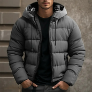 Men's Padded Cotton Puffer Jacket, Quilted Hooded Winter Coat