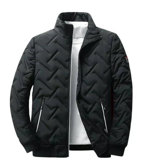 Men's Quilted Padded Bomber Jacket, Insulated Stand Collar Winter Coat — view 2