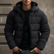 Men's Padded Cotton Puffer Jacket, Quilted Hooded Winter Coat
