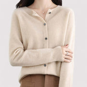 Women's Soft Fine Knit Cardigan, Button Front Crewneck Everyday Sweater