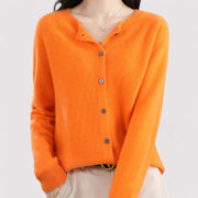 Women's Soft Fine Knit Cardigan, Button Front Crewneck Everyday Sweater