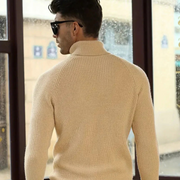 Men's Cable Knit Mock Neck Sweater, Fine Winter Pullover – Beige