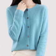 Women's Soft Fine Knit Cardigan, Button Front Crewneck Everyday Sweater