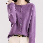 Women's Soft Fine Knit Cardigan, Button Front Crewneck Everyday Sweater
