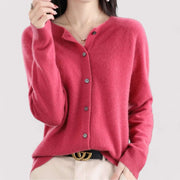 Women's Soft Fine Knit Cardigan, Button Front Crewneck Everyday Sweater