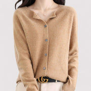 Women's Soft Fine Knit Cardigan, Button Front Crewneck Everyday Sweater