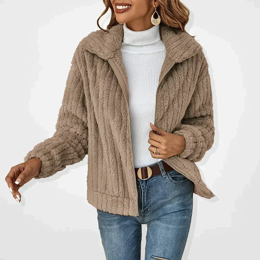 Women's Plush Teddy Fleece Jacket, Oversized Open Front Winter Cardigan — view 1