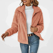Women's Plush Teddy Fleece Jacket, Oversized Open Front Winter Cardigan
