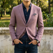 Men's Slim Fit Wool Blend Blazer with Notch Lapels and Single Breasted Front