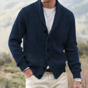 Men's Heavy Ribbed Knit Cardigan, Shawl Collar Winter Sweater