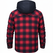 Men's Plaid Flannel Shirt Jacket, Quilted Lined Hooded Winter Jacket