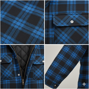Men's Plaid Flannel Shirt Jacket, Quilted Lined Hooded Winter Jacket