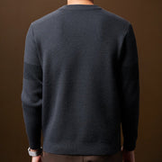 Men's Textured Knit Sweater, Crewneck Winter Pullover