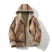 Men's Sherpa Lined Hooded Jacket, Zip Up Warm Winter Coat