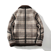 Men's Sherpa Lined Plaid Flight Jacket, Warm Winter Coat