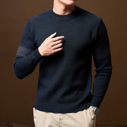 Men's Textured Knit Sweater, Crewneck Winter Pullover