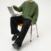 Men's Brushed Cable Knit Sweater, Oversized Crewneck Pullover