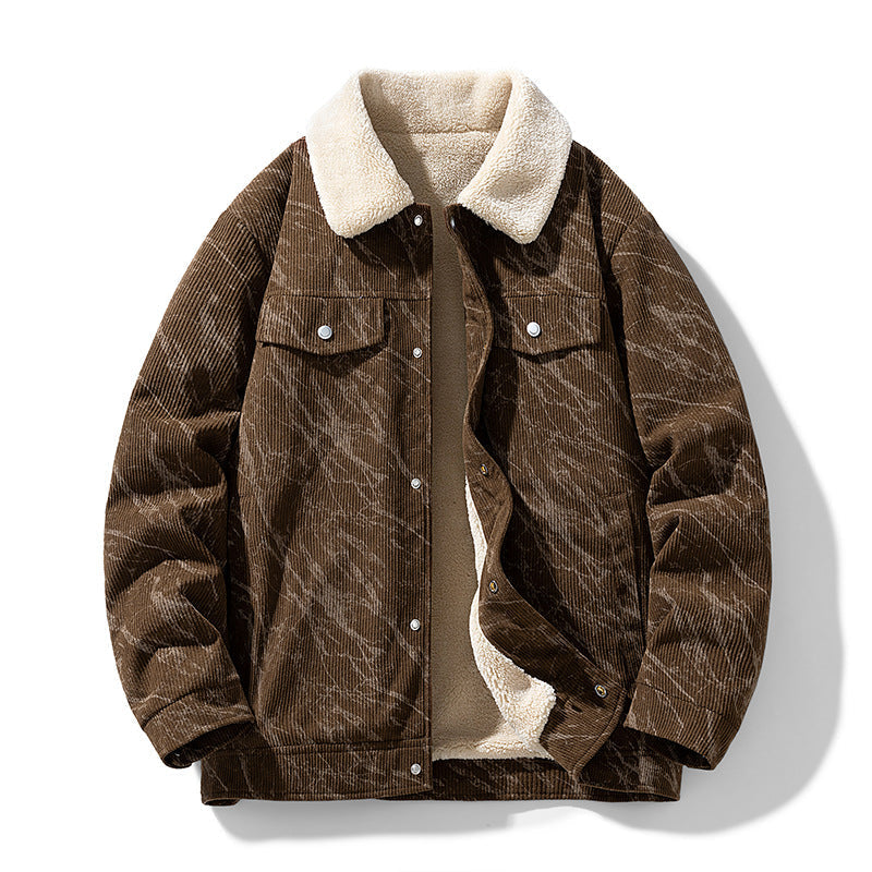 Men's Corduroy Trucker Jacket, Sherpa Lined Snap Front Winter Coat — view 1