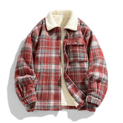 Men's Sherpa Lined Plaid Flannel Shirt Jacket, Warm Winter Trucker Jacket