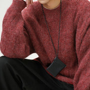 Men's Brushed Cable Knit Sweater, Oversized Crewneck Pullover
